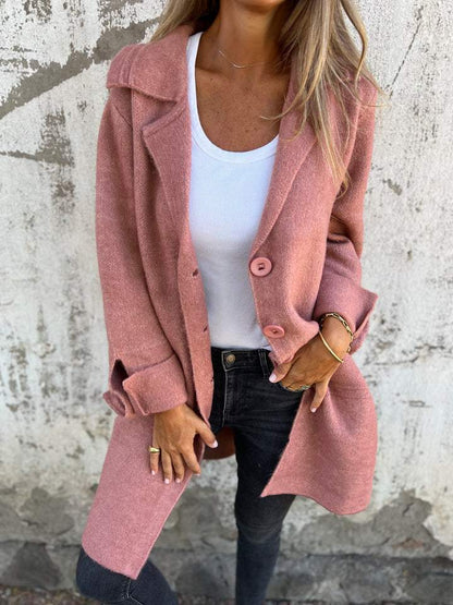 Jill - Cappotto Casual Lungo con Risvolto per l'Autunno