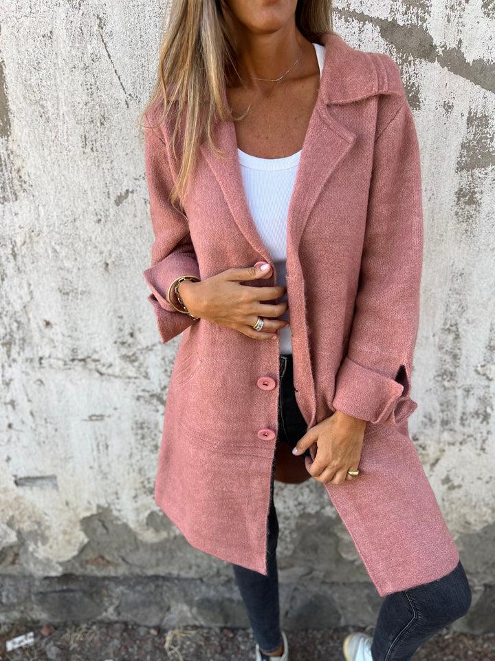 Jill - Cappotto Casual Lungo con Risvolto per l'Autunno